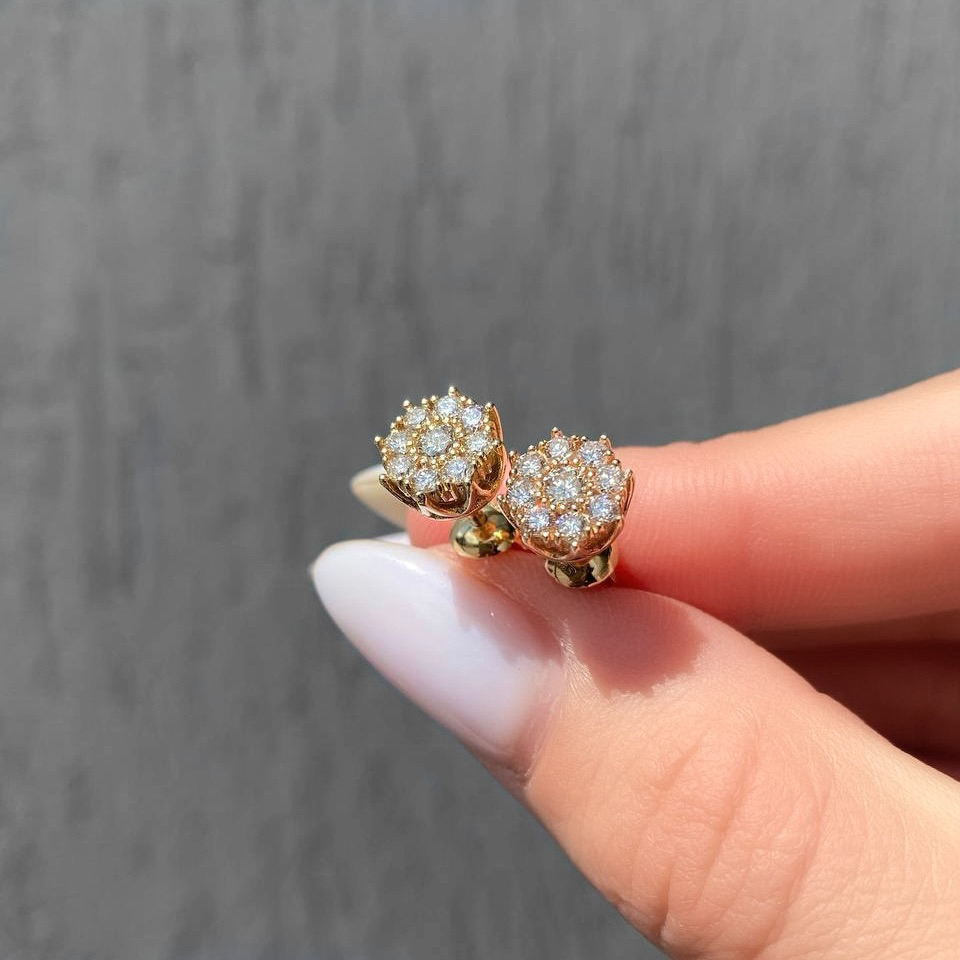 14ct Yellow Gold Earrings With Diamonds