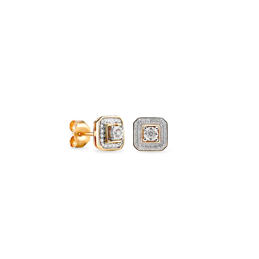 14ct yellow gold stud earrings with diamonds