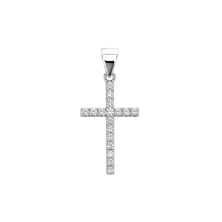 18ct White Gold Cross Pendant With Diamonds
