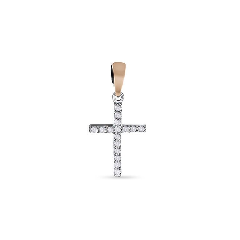 gold plated sterling silver cross pendant with cubic zirconia