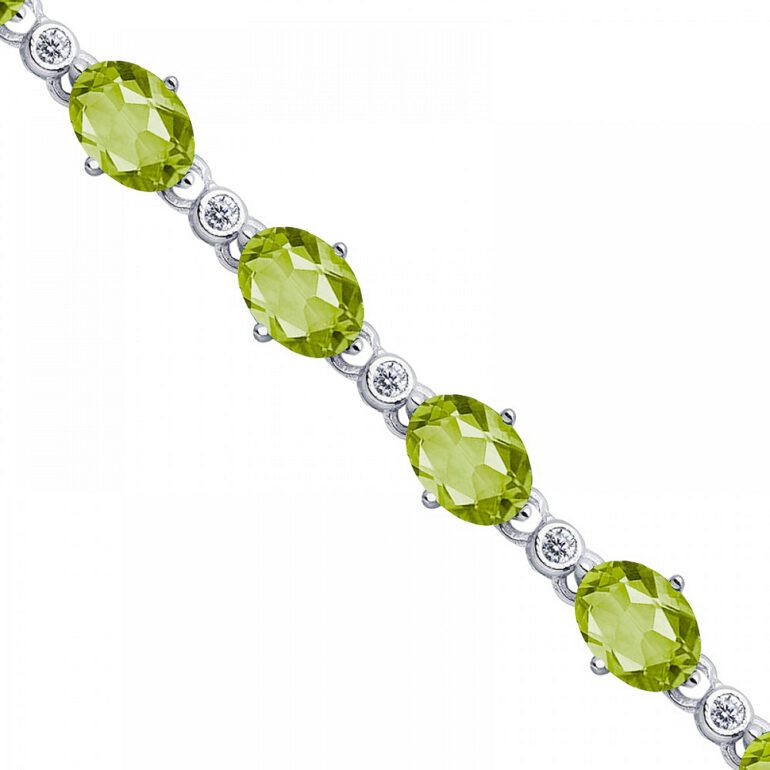 sterling silver bracelet with olivine and cubic zirconia