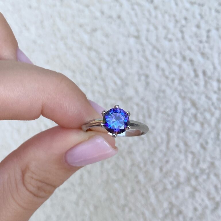 sterling silver ring with mystic topaz