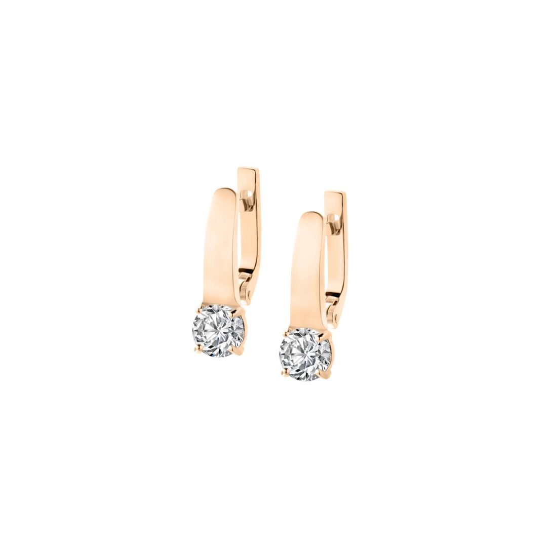 rose gold earrings with cubic zirconia