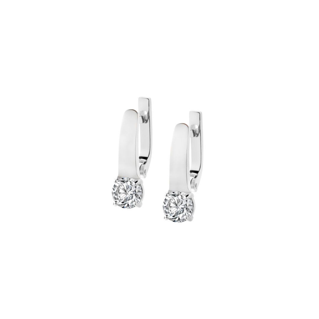 white gold earrings with cubic zirconia