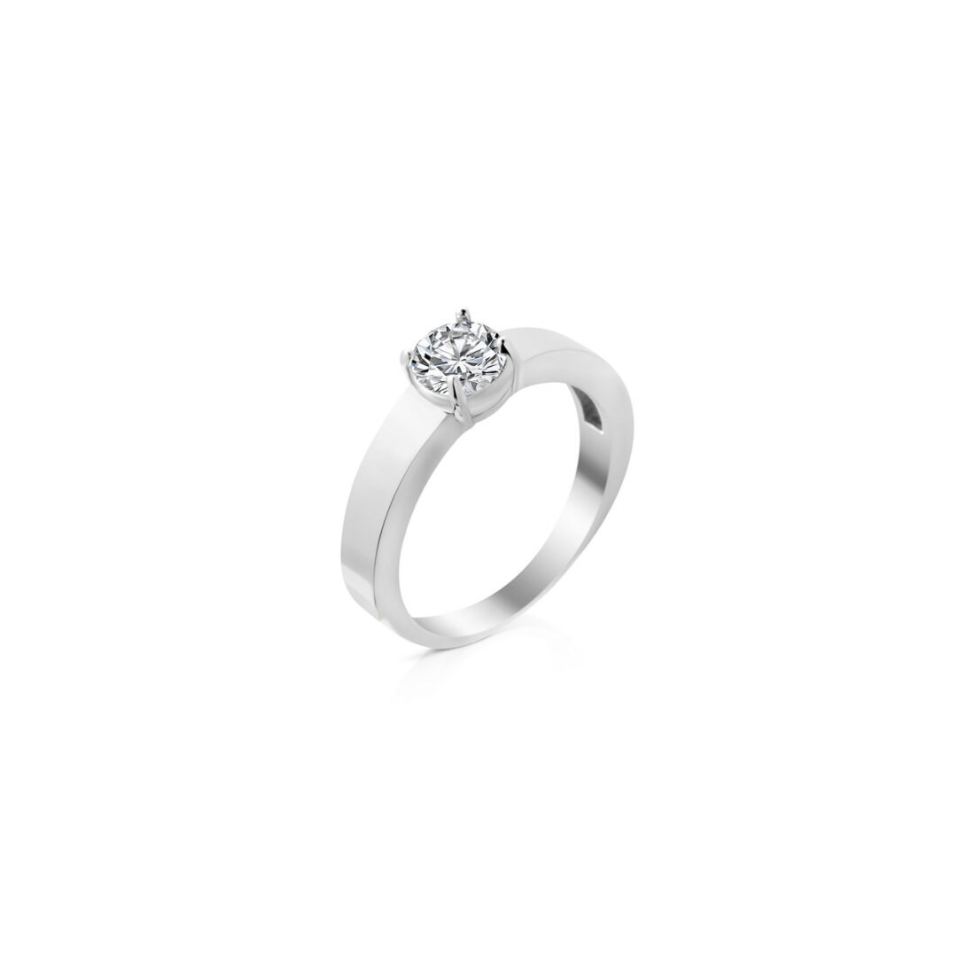 white gold ring with cubic zirconia