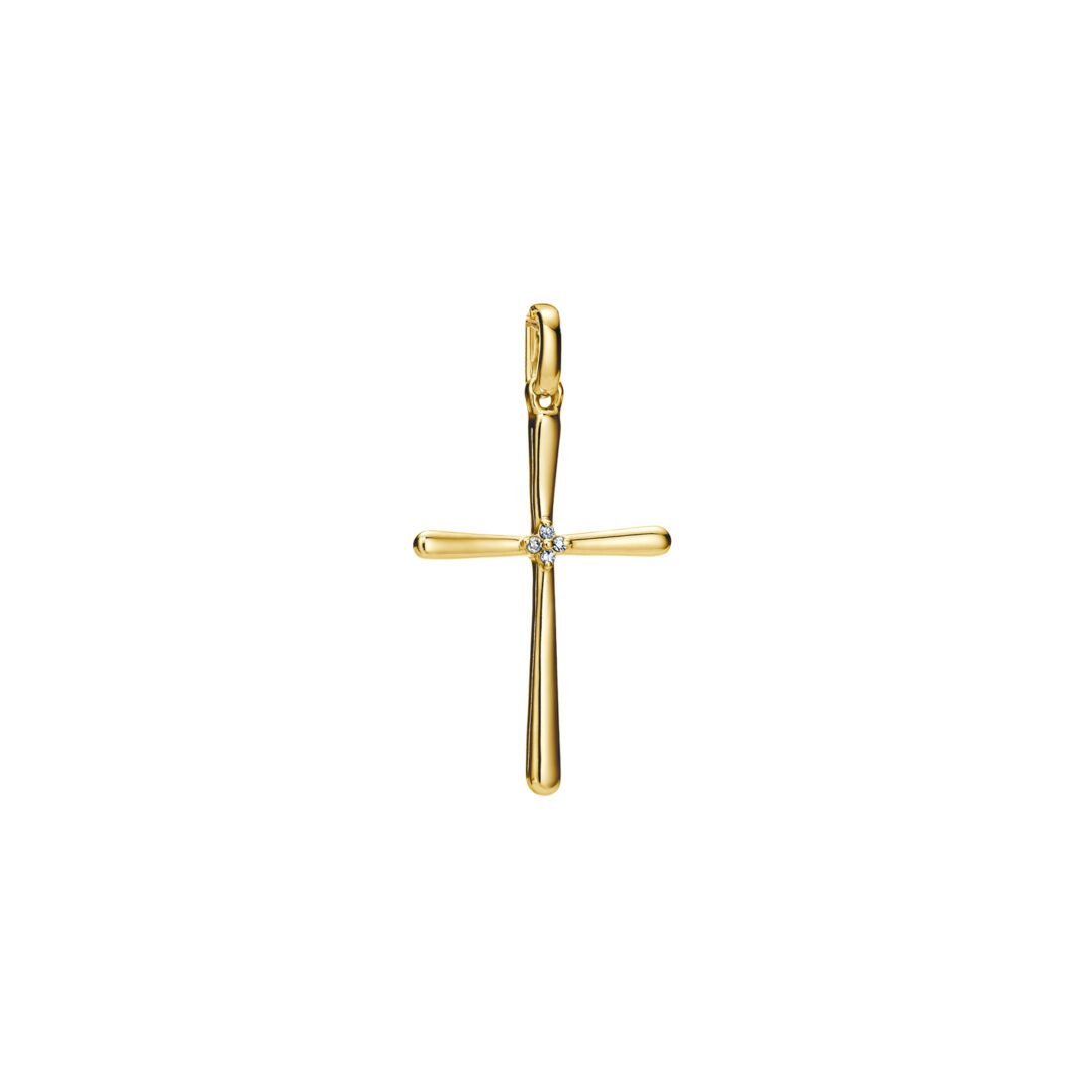 14ct yellow gold cross pendant with diamonds