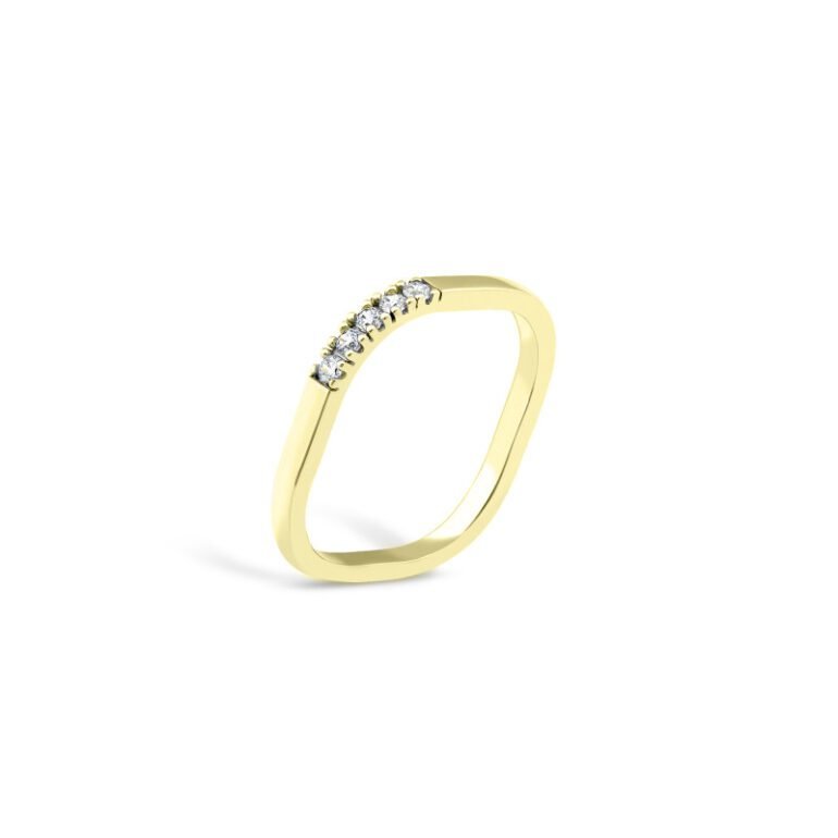 Minimalistinis geltono aukso žiedas su cirkoniais