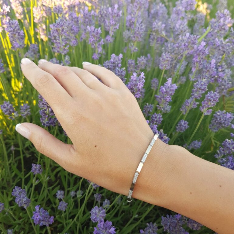 gold plated sterling silver bracelet with cubic zirconia