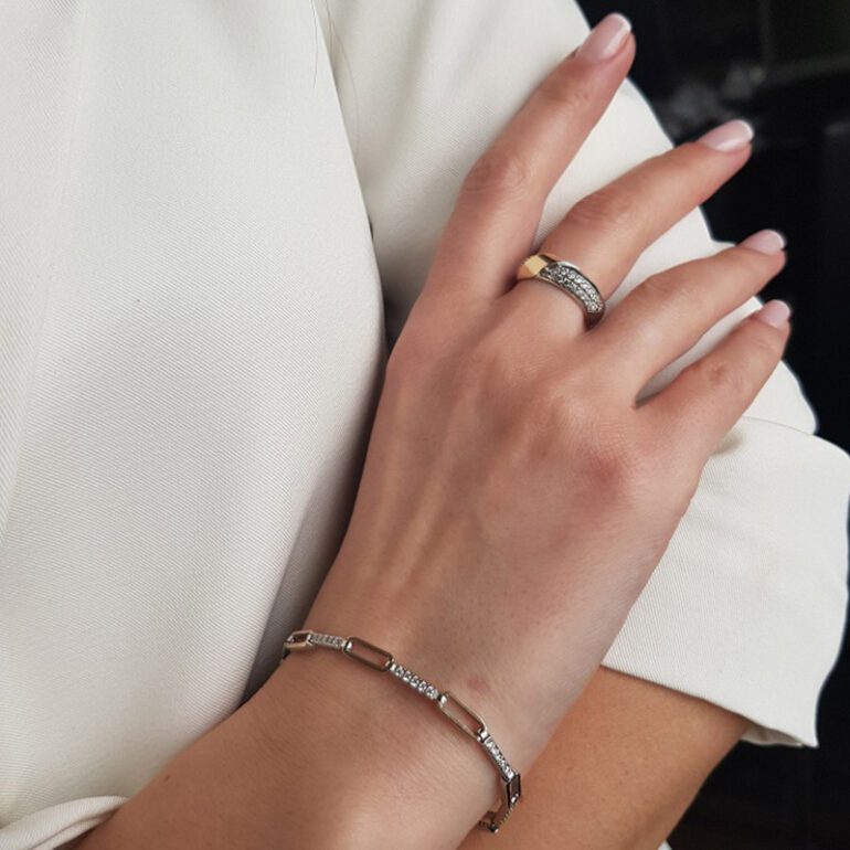 gold plated sterling silver bracelet with cubic zirconia