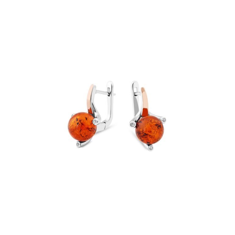 gold plated sterling silver earrings with amber