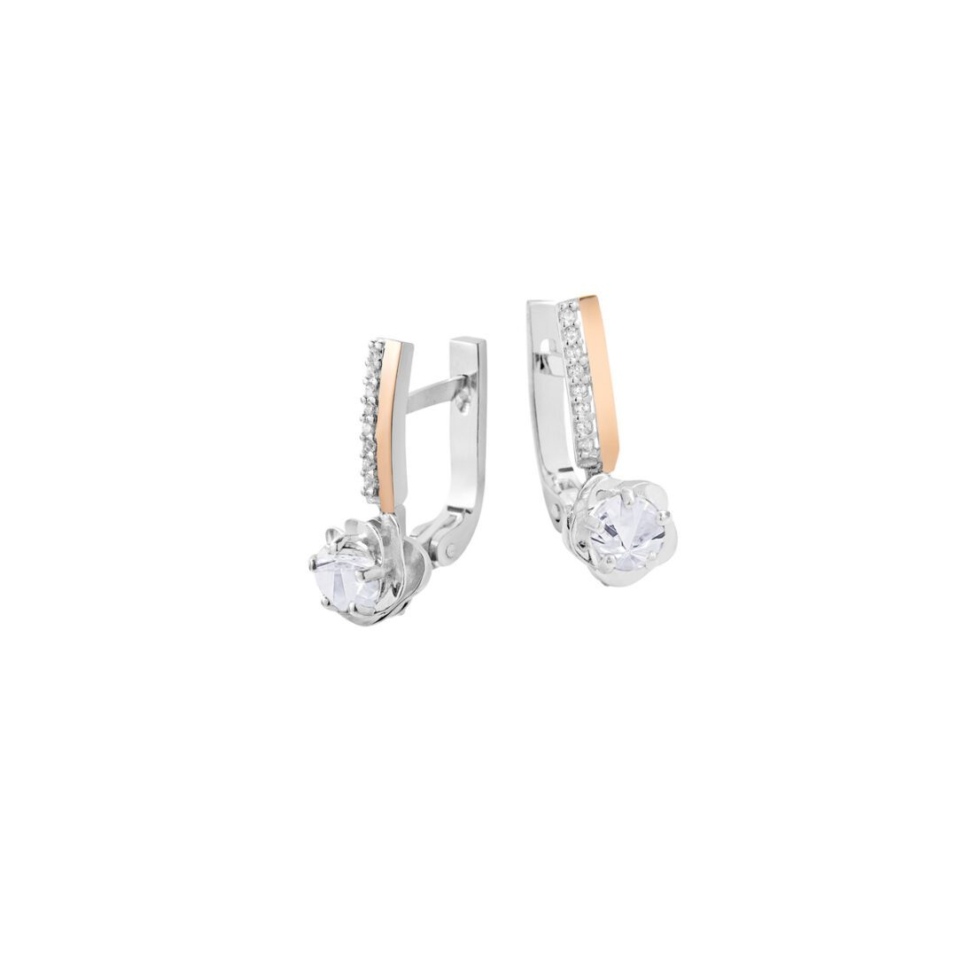 gold plated sterling silver earrings with cubic zirconia