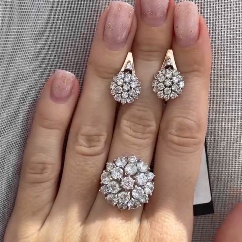 Gold Plated Sterling Silver Earrings With Fianits