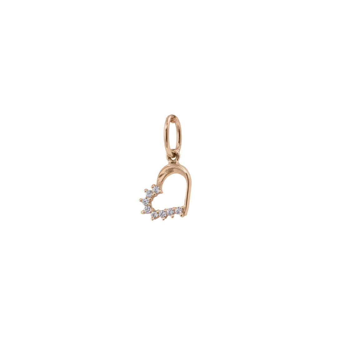 Rose gold heart pendant with cubic zirconia