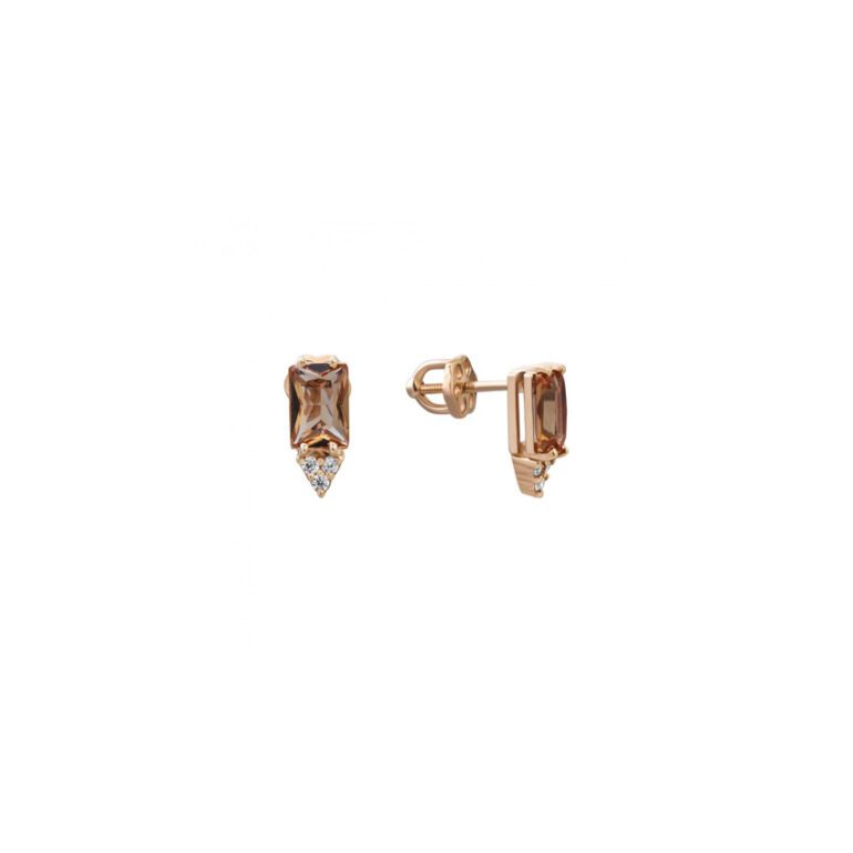 rose gols stud earrings with zultanites and fianits