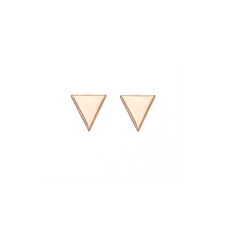 a minimalistic rose gold triangle earrings