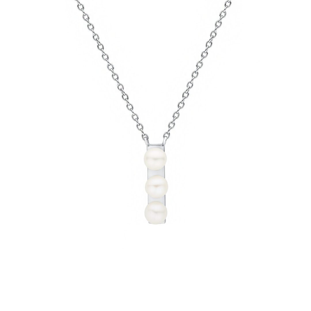 Minimalistinis sidabrinis vėrinys su perlais