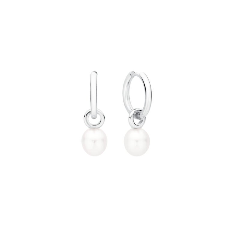 sterling silver hoop earrings with pearls