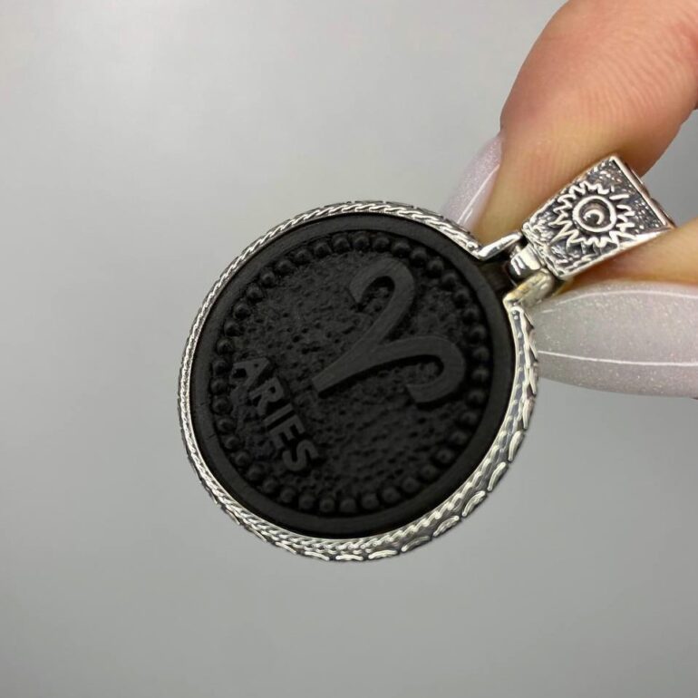 Sterling Silver Pendant With Ebony - Aries