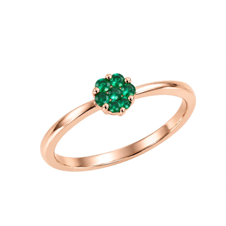 Rose Gold Ring With Emeralds
