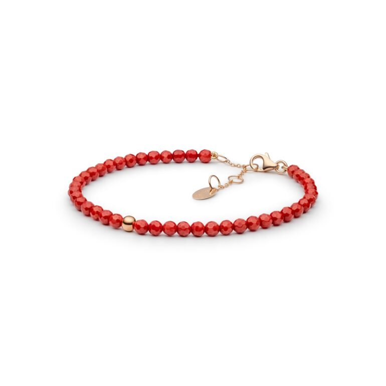 Gold plated sterling silver bracelet with red corals