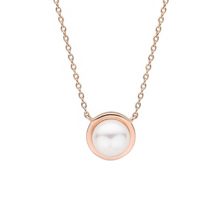 gold plated sterling silver necklace with white pearl