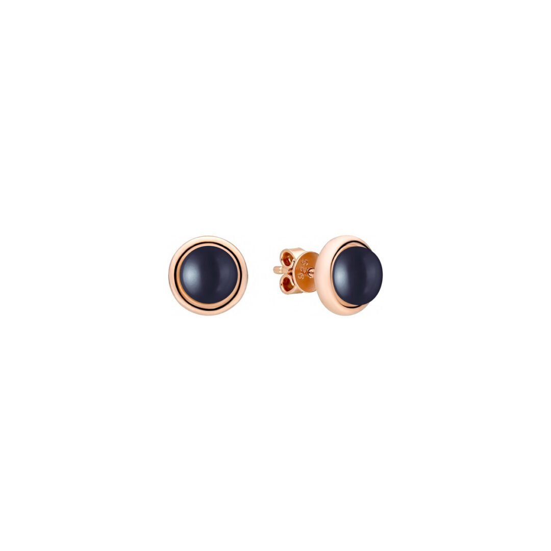 gold plated sterling silver stud earrings with black pearls