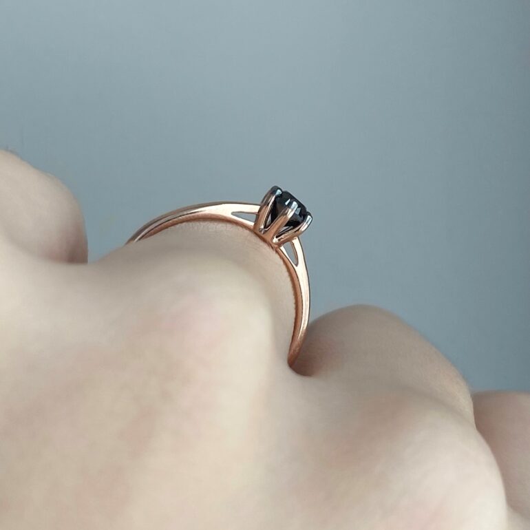 Rose Gold Ring With Black Diamond