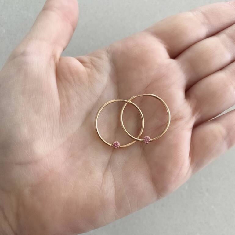 Rose Gold Hoop Earrings With Cubic Zirconia