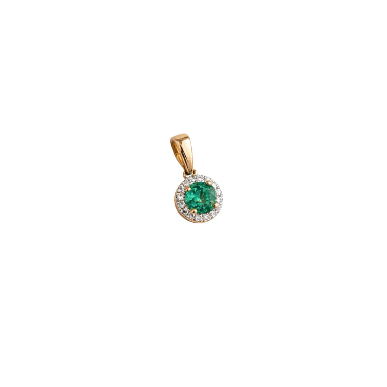 Rose Gold Pendant With Emerald And Diamonds