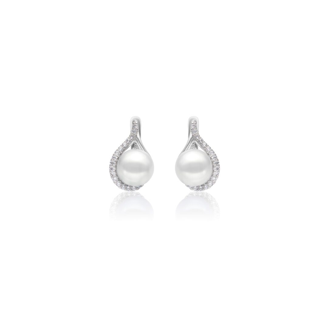 sterling silver earrings with pearls and cubic zirconia