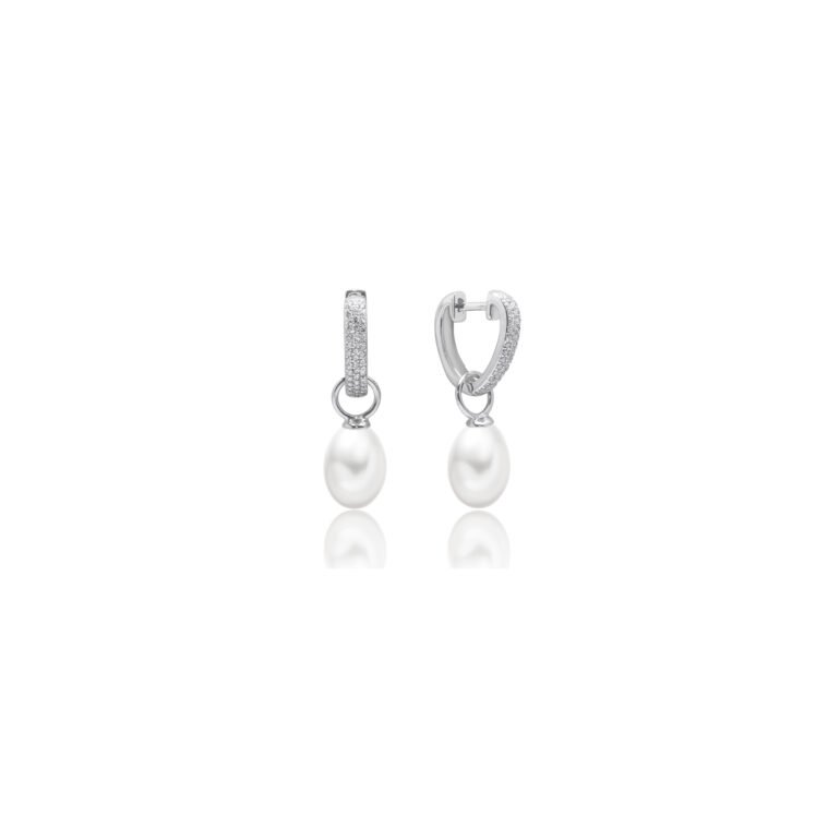 sterling silver earrings with pearls and cubic zirconia