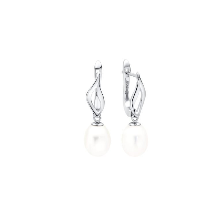 Elegantiški sidanriniai auskarai su baltais perlais
