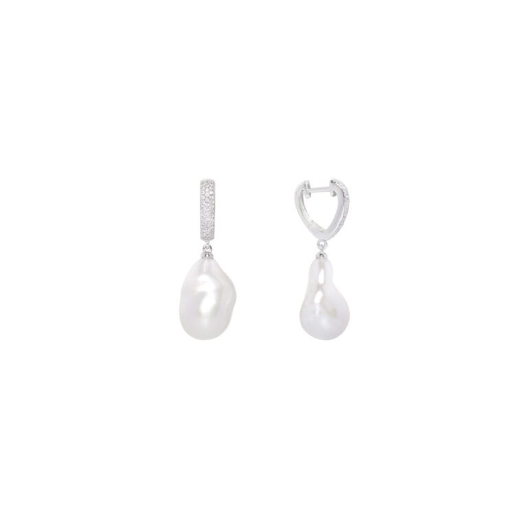 sterling silver earrings with pearls and cubic zirconia