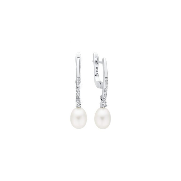 sterling silver earrings with pearls and cubic zirconia