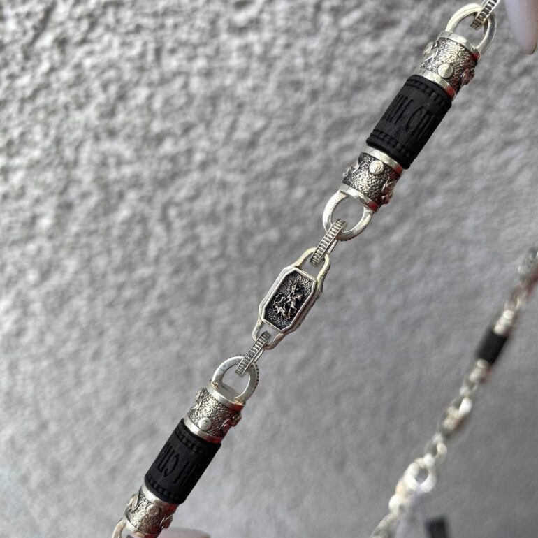 handmade sterling silver necklace with ebony wood