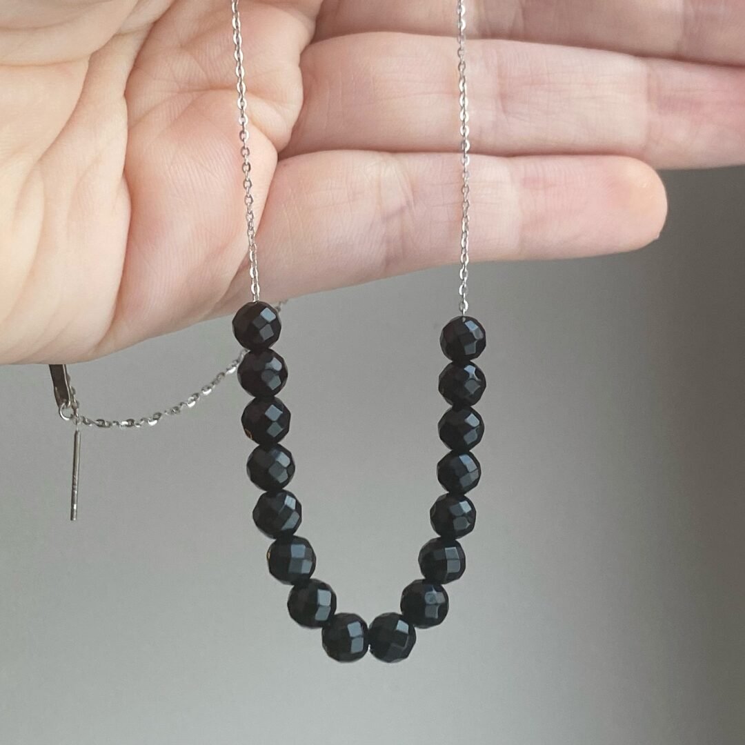 sterling silver necklace with onyx