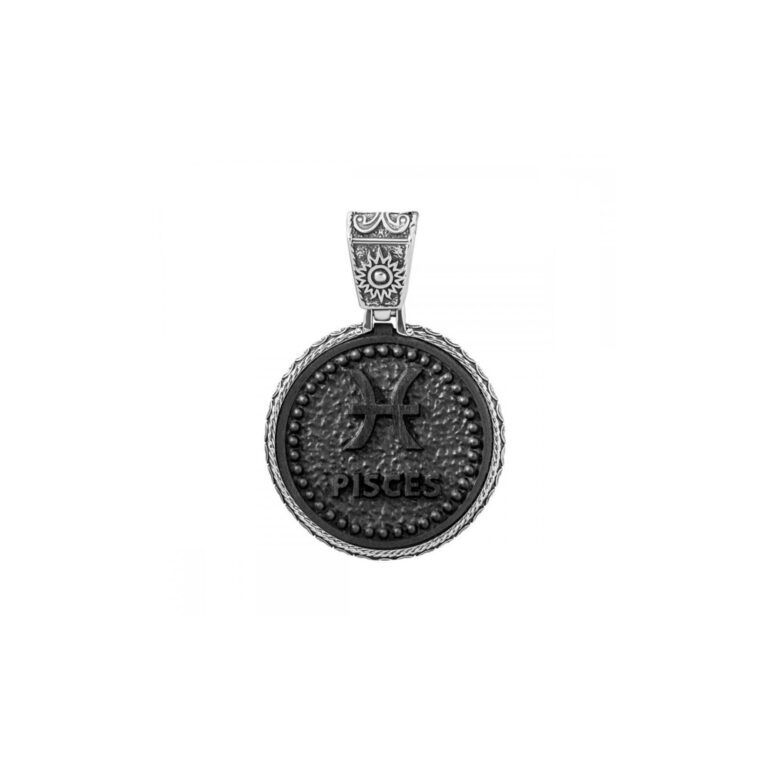 Sterling Silver Pendant With Ebony - Pisces
