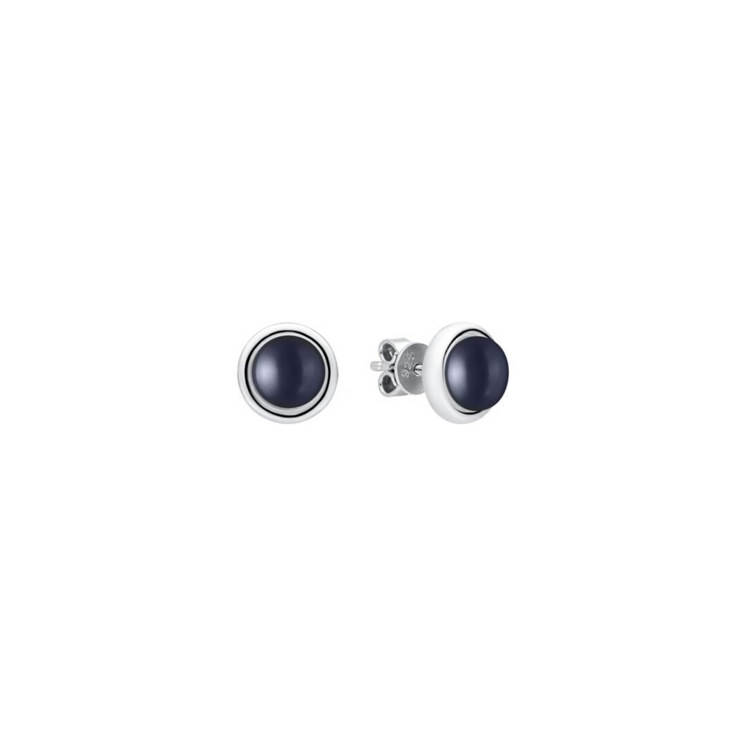 sidabriniai adatiniai auskarai su juodais perlais
