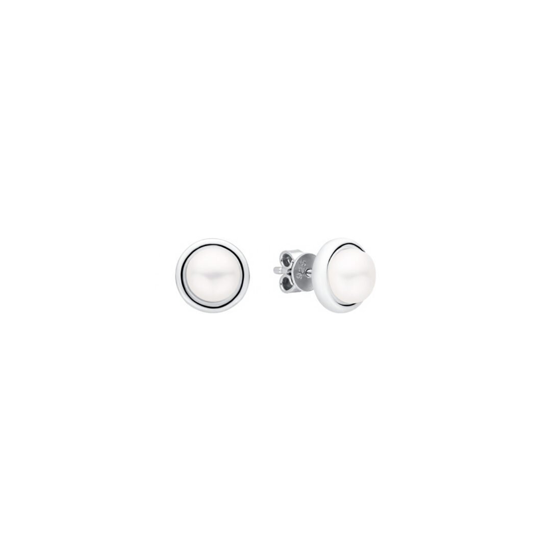 sterling silver stud earrings with white pearls