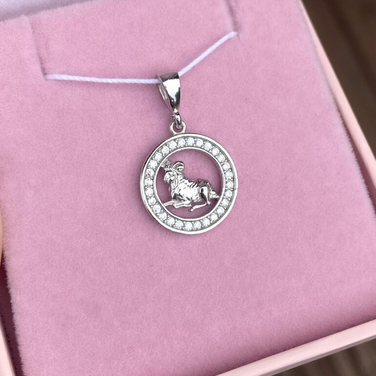 Sterling Silver Pendant With Cubic Zirconia – Aries