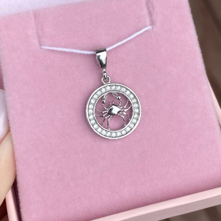 Sterling Silver Pendant With Cubic Zirconia – Cancer
