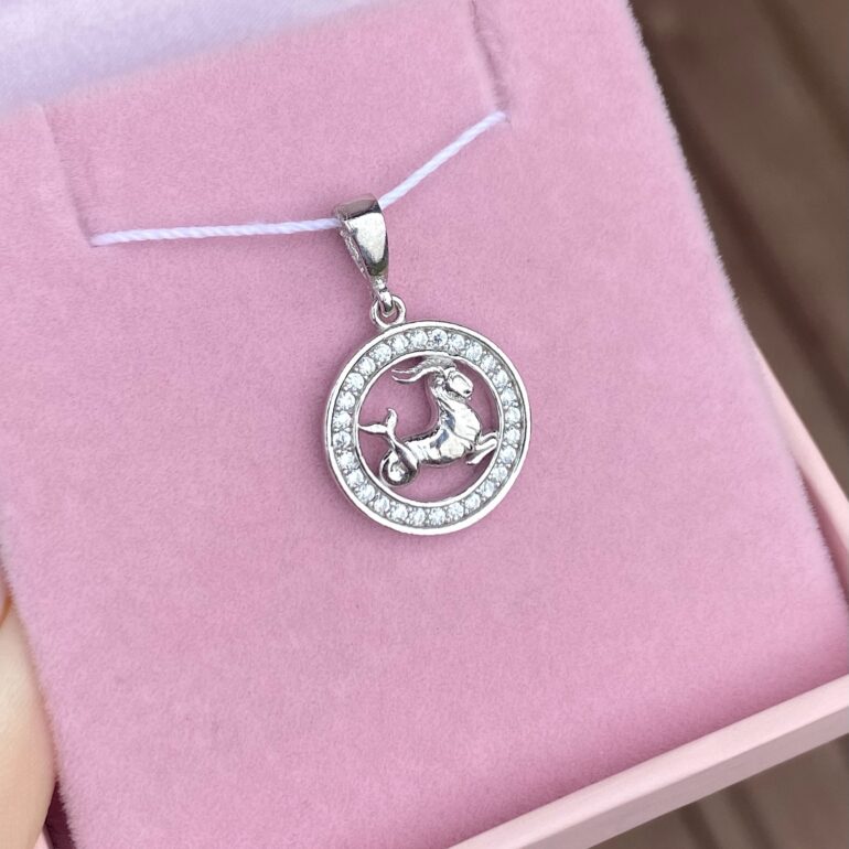 sterling silver pendant zodiac sign capricorn