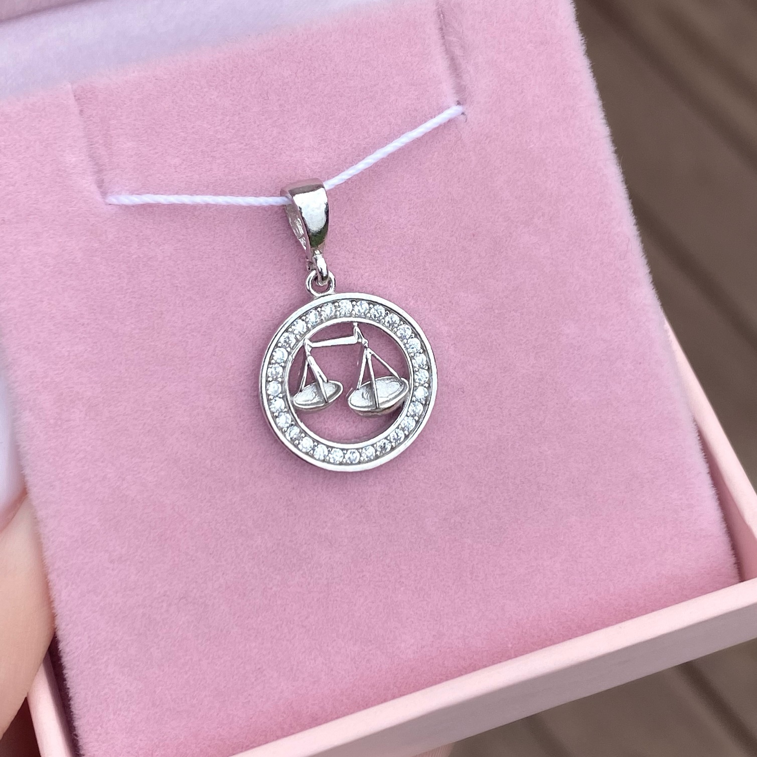Sterling Silver Pendant With Cubic Zirconia – Libra