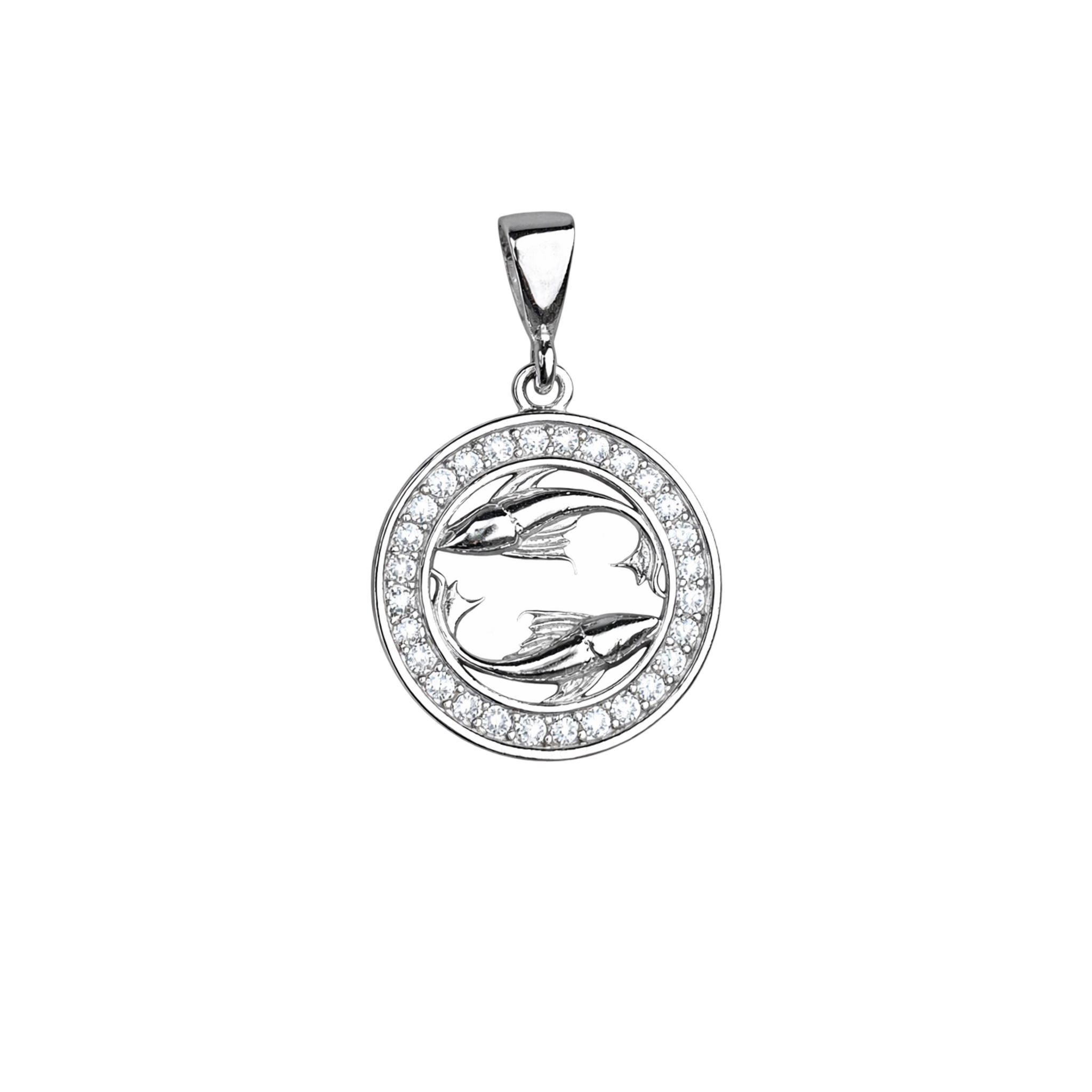 Sterling Silver Pendant With Cubic Zirconia – Pisces
