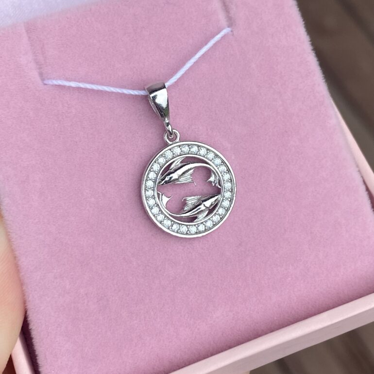 sterling silver pendant zodiac sign pisces