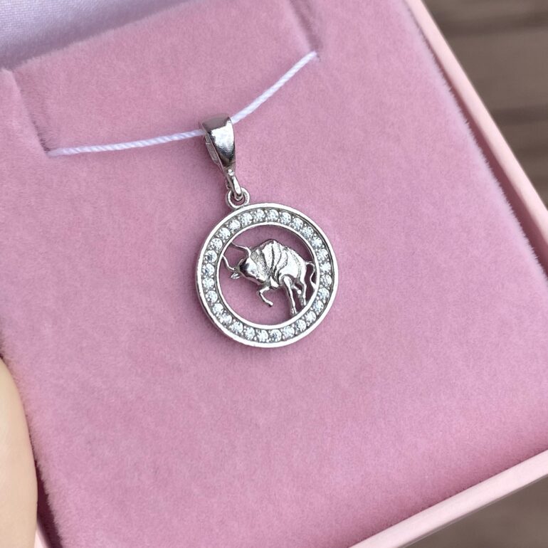 Sterling Silver Pendant With Cubic Zirconia – Taurus