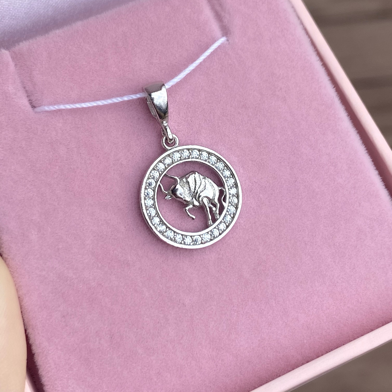 Sterling Silver Pendant With Cubic Zirconia – Taurus