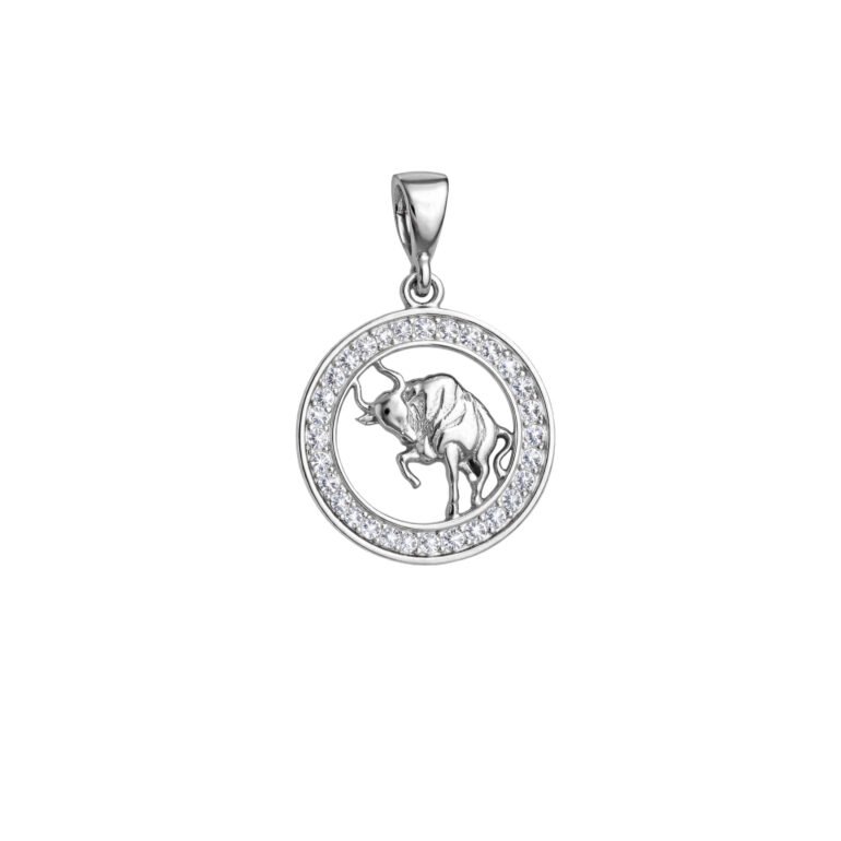 Sterling Silver Pendant With Cubic Zirconia – Taurus