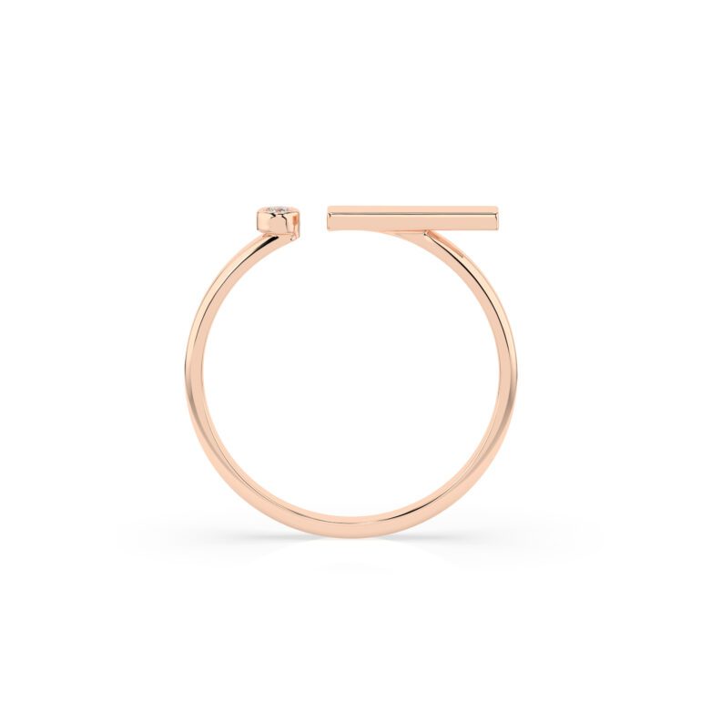 Auksinis atviras žiedas su deimantu