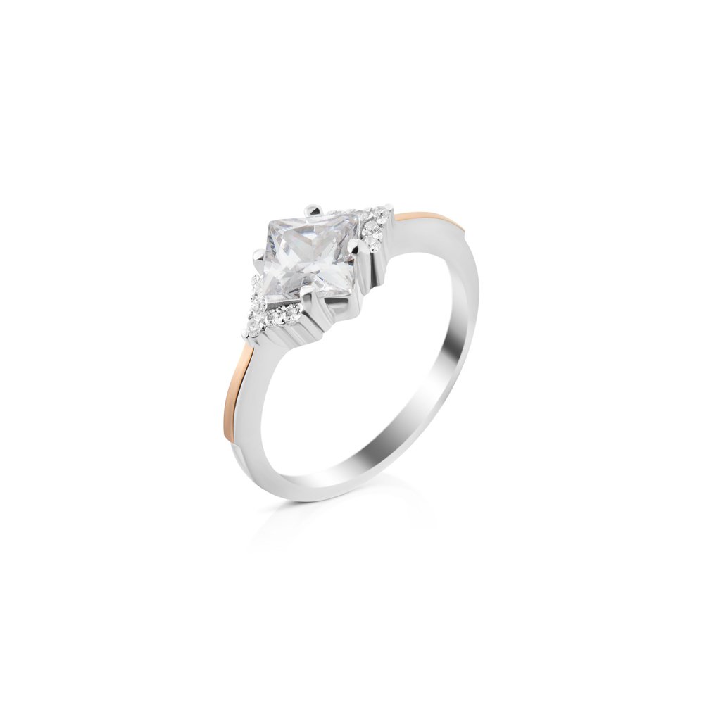 Gold plated sterling silver ring with cubic zirconia